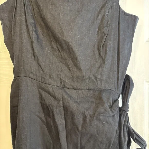 Gianni‎ Bini Women's 4 Dress Wrap Linen Blend Belt Spaghetti Straps Black EUC - Picture 2 of 8